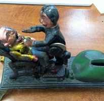 Original Cast Iron Dentist Pulling Teeth Mechanical Bank 